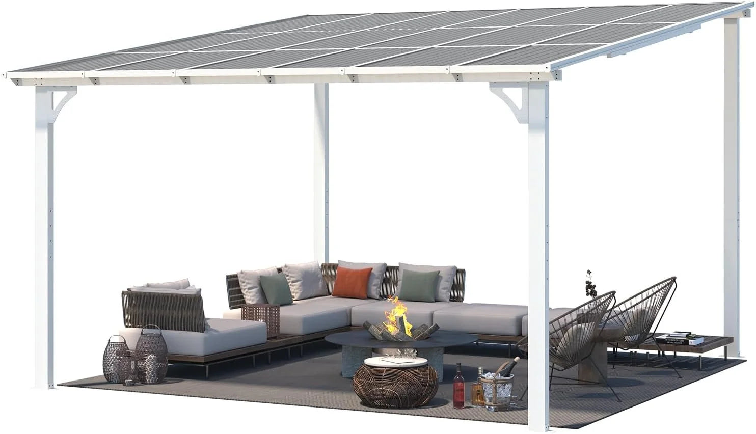 Aecojoy 12 ft x 12 ft White Aluminum Pergola with Canopys