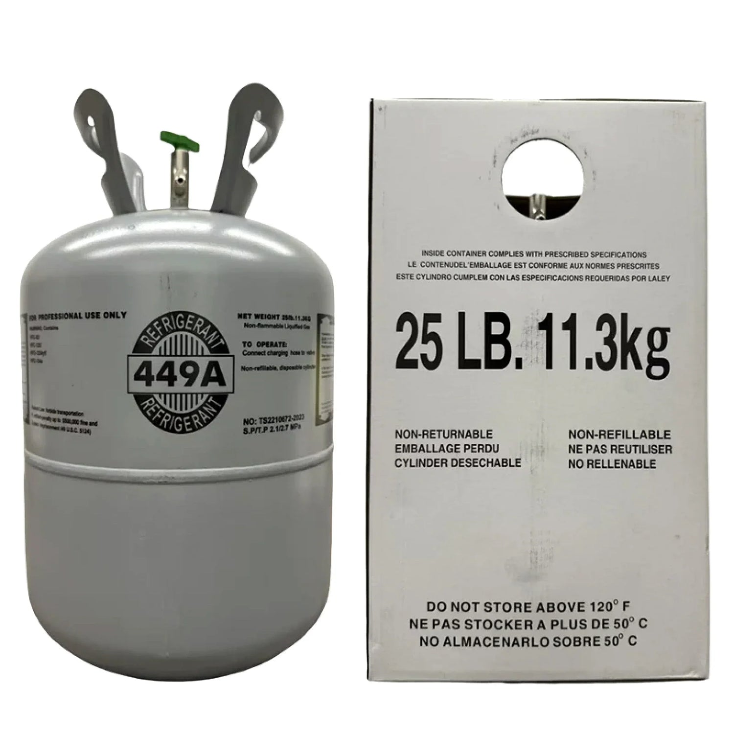 25 lb R449A HFO Blend Refrigerant Gas Cylinder