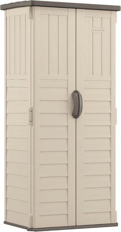 Suncast Vertical Outdoor Storage Shed with All-Weather Construction, Vanilla