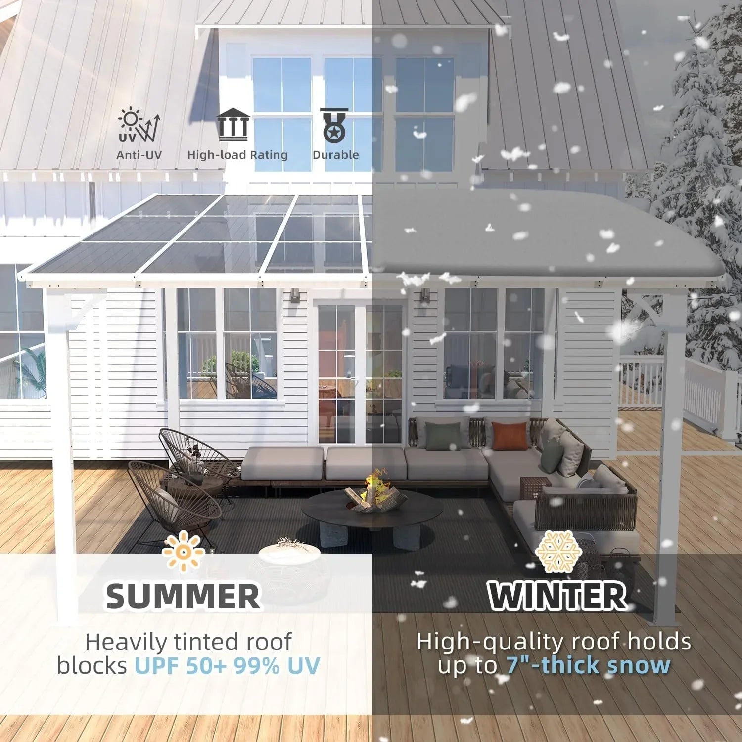Aecojoy 12 ft x 12 ft White Aluminum Pergola with Canopys