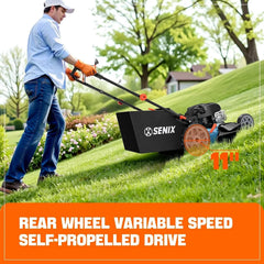 SENIX LSSG-H2 22-Inch Self-Propelled Gas Lawn Mower with 163cc 4-Cycle Briggs & Stratton Engine